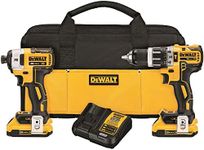 DEWALT 20V MAX XR Brushless Impact Driver and Hammer Drill Combo Kit, Compact 2.0Ah (DCK287D2), Black