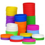 50PCS Silicone Bracelets Wristbands,Blank Rubber Wristbands Elastic Universal Bracelets Rubber Wholesale Bracelet bands bulk for Adults Men Women Mixcolor