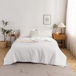 COTTEBED White Comforter King Size Set Bed, Luxury Hotel Super Soft Fluffy Washed Cotton, 1 Down Comforter 2 Pillowsham, Lightweight Modern Solid Bedding Collection All Season (White,King/Cal King)