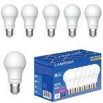 LAMPADA Dimmable LED A19 Light Bulb, 60W Halogen Equivalent, 3000K Soft White, 9W Consumption, 15,000 Hour Lifetime 800 Lumens, E26 Medium Base Bulb, ETL FCC, Base Pack of 6