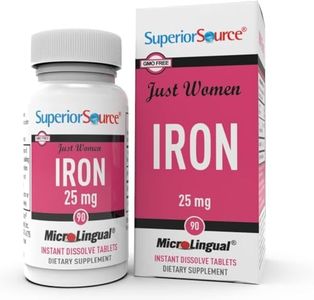 Superior Source Just Women - Iron 25 mg, (Ferrous Fumarate), Under The Tongue Quick Dissolve MicroLingual Tablets, 90 Count, Easily Absorbed, Assists Red Blood Cell Formation, Non-GMO