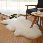 Woolous Sheepskin Rug, New Zealand Large Genuine Natural Fluffy Fur Rug Area Real sheepskin Throw - Rugs for Bedroom - Living Room Rugs for Home Decor (Single Pelt, 90x60cm, Ivory)