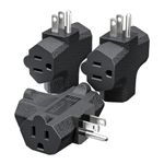 3-Outlet Grounding Adapter, Kasonic [UL Listed] Plug Extender, Heavy-Duty Grounded Power Tap - 3 Pack (Black)