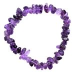 CHARGED Premium 7" Natural Dark Amethyst Crystal Chip Bracelet Stretchy (GAIN CREATIVITY, COURAGE, INDEPENDENCE, PROSPERITY - BALANCES EMOTIONS) [REIKI]