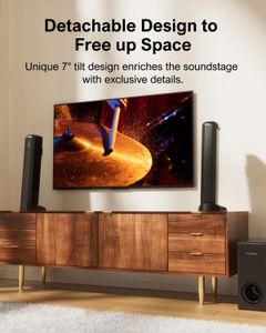 ULTIMEA 4.1ch Sound Bar with Subwoofer – 200W Bluetooth, Detachable, Bass Adjustable, ARC/Optical/Aux