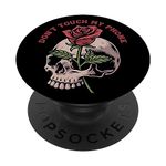 Dont Touch My Phone Property Skull Rose Flower Skeleton Gift PopSockets Swappable PopGrip