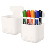 MoKo Magnetic Dry Erase Marker Holder 2Pack, Magnetic Marker Holder for Whiteboard, Magnetic Pen Holder Pencil Storage Organizer for Office, Locker, Refrigerator, White