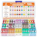 JOREST 180Pcs Car Fuse Assortment Kit, 60 Mini Blade Fuses Automotive + 60 Standard Auto Fuses + 60 Micro Fuses + Fuse Puller – for Car/RV/Truck/Motorcycle(2Amp 3A 5A 7.5A 10A 15A 20A 25A 30A 35A 40A)