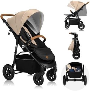 LIONELO NATT Passeggino compatto per bambini dalla nascita fino a 22 kg Pieghevole, Completa regolazione, Posizione sdraiata, Cinture 5punti, Grandi ruote Ammortizzazione, Cappottina XXL, Impermeabile