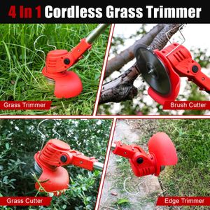 Xbzzgmg Cordless Grass Trimmer – Adjustable Brush Cutter, 2 Batteries, 4 Blades
