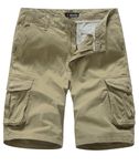 L'MONTE Men's Imported Cotton Casual Daily Outwear Cargo Shorts with Multi Pockets (34, Khaki)