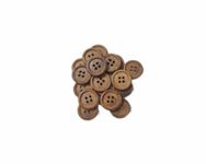 Ekta Enterprise Natural Coffee Brown Dark Wooden Button Dia. 20 mm 4 Holed Buttons for Designer Collection of Ethnic Ware, Sewing, DIY Art and Craft (40)