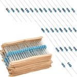 DAOKAI 600 Pcs Metal Film Resistor Kit Assorted Kit 30 Values Metal Film Resistor Resistance 1/4 W 1ohm-10Mohm 1% Tolerance, for Electronic Equipment