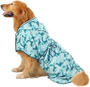 HDE Dog Bathrobe Super Absorbent Quick Drying Towel with Hood for All Dog Breeds Sizes S-XXL - Dinosaurs - XL