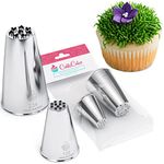 CukkiCakes 2pcs Grass Piping Nozzles Set (133 and 234) Icing Nozzles, Piping Tips for Decorating Cakes, Cupcakes - Compatible with Piping Bags - Made in Korea