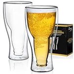 Dragon Glassware Beer Glasses, Premium Designer Mugs with Insulated Double-Walled Design, 400 ml, Gift Boxed - Set of 2