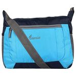 Favria Polyester Water Resistant CrossBody Messenger Sling Bag for Men and Women (Navy & Sky Blue)