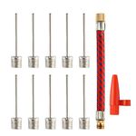 FEPITO 10 Pcs Ball Pump Needles with Flexible Air Hose and Nozzle Valve Adapter Set Kit for Football, Basketball, Volleyball, Rugby Balls