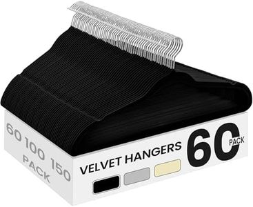 SONGMICS Velvet Hangers 60 Pack, Non-Slip Clothes Hangers with Silver-Colored Swivel Hooks, Slim Space-Saving for Closet, Heavy-Duty, Black UCRF036BZ02S