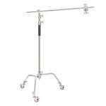 NEEWER Pro 100% Metal C Stand Light Stand with Wheels, Max. Height 10.8ft/330cm Adjustable Reflector Stand with 4ft/120cm Boom Arm & 3 Pulleys for Photo Studio Video Reflector, Monolight, etc