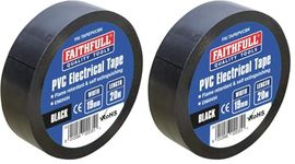 Faithfull FAITAPEPVCBK Black PVC Electrical Tape 19 mm x 20 m (Pack of 2)