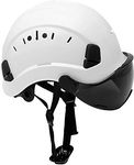 Safety Hard Hat Adjustable ABS Helmet 6-Point Suspension, Perfect for Work at-Height Riding, Climbing，Construction General Headwear Protection (Smoked visor)