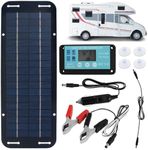 Solar Panel Kit，12V 30W IP65 Waterproof Solar Trickle Charger，Portable Monocrystalline Solar Powered Battery Charger with Voltage Regulator，Car Battery Charger Controller for Car RV Boat Motorcycle