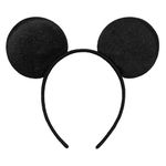 CHuangQi Mouse Ears Headband, Solid Black Plush Ears for Boy & Girl Birthday Party, Party Favor (XC36)