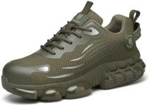 Hogent Steel Toe Shoes for Men, Cushioned Safety Work Sneakers Green