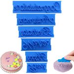 6Pcs Words Cake Mold, Cookie Fondant Stamper Letters Mold Biscuit Stamper Happy Birthday Anniversary Best Wishes Letters Mold for Sugarcraft Cake Decoration Topper