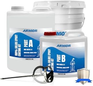 ArmorPoxy 100% Solids Epoxy with Metal Mixer and Bucket - Garage Floor Epoxy for Contractors, Workshops, Auto Shops & Garages, 3 Gallons - Clear - Covers up to 600 SQ FT