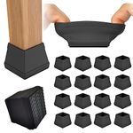 16Pcs Non Slip Square Chair Leg Protector - Non Skid Furniture Grippers, Anti-Slip Silicone Furniture Feet Caps, (Black, Fit:1.26-1.54").