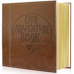 Magnetic Self-Stick Page Photo Album, Our Adventure Book Leather Cover DIY Albums for Wedding Anniversary Holds 3X5, 4X6, 6X8, 8X10 Photos