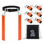 GameDay Fitness 6 Pop Flag Football Set-Complete (10 Player/12 Player/14 Player) Flag Belts and Flags Set, Orange, One Size