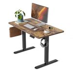 FEZIBO Electric Standing Desk 100 X 60 cm Heigh Adjustable Standing desk with digital display panel, Ergonomic Home Office Desk for sit stand Table with Splice Board & Rustic Wood Grain Surface