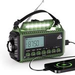 Portable Wind Up Radio, Hand Crank and Solar Powered Radio with USB Phone Charger, Emergency Radio with SOS Alarm and Flashlight, AM/FM/SW Radio with 12000mAh Rechargeable Battery for Outdoor