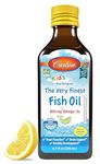 Carlson - Kid's The Very Finest Fish Oil, 800 mg Omega-3s, Liquid Fish Oil Supplement, Norwegian Fish Oil, Wild-Caught, Sustainably Sourced Fish Oil Liquid, Lemon, 200 mL (6.7 Fl Oz)