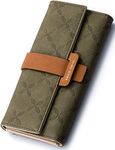 Paulo SERINI® Wallet Women - Womens Wallet with Coin Purse - Card Holder 9 Cards - Wristlet - Vegan Wallets for Women - Birthday Gifts for Women - Billeteras de Mujer - 9 Colors, Olive Green, Classic