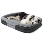 Bedsure XL Pro Orthopedic Dog Beds Large - 360° Oval Bolster Large Pet Bed Sofa for Senior Dogs with Waterproof Washable Cover, Ultra-Soft Fleece Supportive Couch, Grey, 114x81x18cm