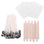 Gunlar Candle Wicks 100Pcs with 10 Candle Wick Holders & 100 Glue Stickers, Pre-Waxed Cotton Threads Low Smoke Candle Wick for Candle Making Candle DIY