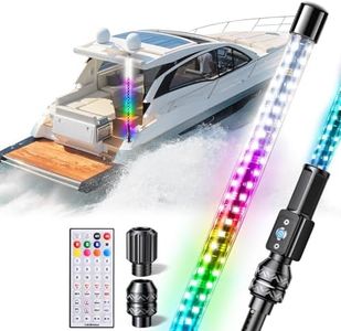 Ehaho 3FT LED Boat Navigation Light with Bluetooth APP & Remote, DIY Colors & 400+ Patterns NavLight Show Boat Whip Lights, Nav Lights Pole Anchor Running Stern Light for Boats