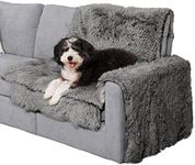 Furhaven Corner Cushion Seat Cover for Dogs & Cats, Washable, For Couches, Sectional Sofas, & L Shaped Couches - Snuggle Spot Shaggy Long Faux Fur Corner Throw - Gray, One Size