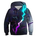 UIEIQI Hooded Pullover for Boys Girls 3D Lightning Sweatshirt Kids Cool Hoody with Pocket for Son Daughter Size 12-13