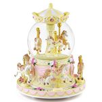 Carousel Snow Globe Gift, Music Box with Light 8-Horse Windup Musical Christmas Valentine Birthday Anniversary Present for Daughter Wife Girl Girlfriend Granddaughter