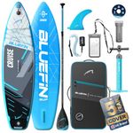 Bluefin Cruise 10'8 Blue Inflatable Paddle Board | Premium SUP Package & Accessories | Non-Slip Deckpad & Lightweight | 6' Thick All-Round SUP Paddleboard | Perfect stand up board for Adults & Youth