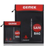 Fireproof Document Bag 2 Pack, GEMEK Fire & Water Resistant Storage Organizer Pouch for A4 A5 Documents Holder, Valuables, Money, Jewelry, Legal Documents, Passport and Tablet (Black)