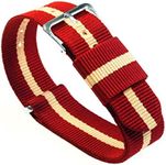 BARTON Watch Bands 20mm Crimson/Khaki Standard Length- - Ballistic Nylon NATO Style Straps