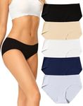 VOENXE Women Seamless Hipster Underwear,Breathable Ladies Panties Bikini,No Show Briefs,Comfortable Undies for Women 5-Pack