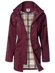 SaphiRose PONCHO Women's Long Hooded Rain Jacket Outdoor Raincoat Windbreaker Wine Red M