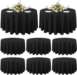 sancua 8 Pack Round Tablecloth 90 Inch Black, Stain and Wrinkle Resistant Table Cloth - Washable Polyester Table Cover for Dining Tables, Buffet Parties and Camping